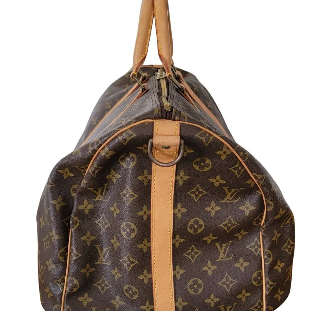 Louis Vuitton Monogram Brown Keepall Bandouliere 55 Travel Bag